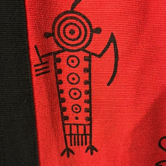 VENUS IMPORTS Red/Black Button Closure Art To Wear Duster Long Vest/Dress - Picture 3 of 15